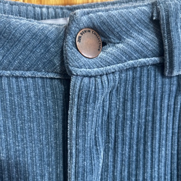Zara Women's Blue Corduroy Flare Pants - Picture 2 of 4